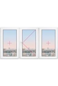 Трехстворчатое окно Rehau Intellio 80 2000x1000 - фото - 1